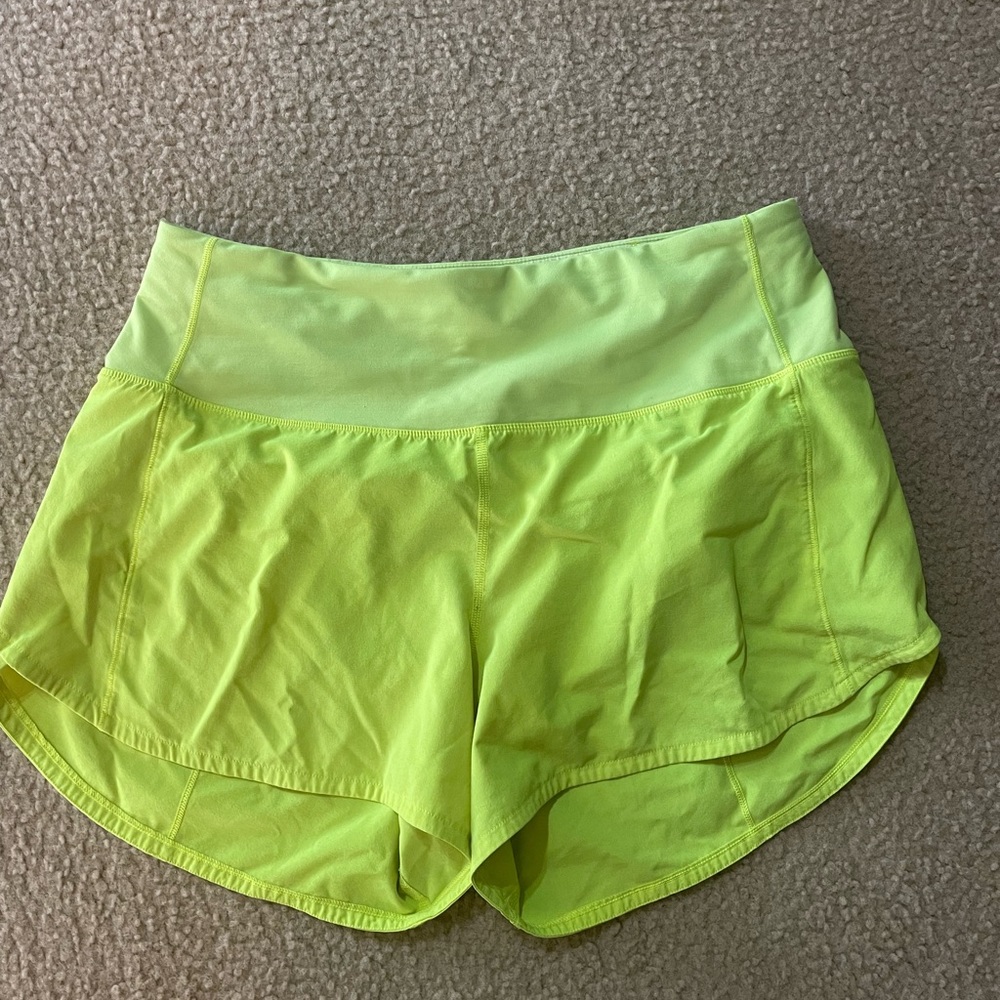 Lululemon Speed Up shorts high rise in electric yellow